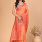 Tissue Silk Saree With Salmon Pink - 120