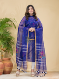 Bright Voilet Muslin Jamdani 2-Pieces Kurti Set Dupatta (UNSTITCHED)-895