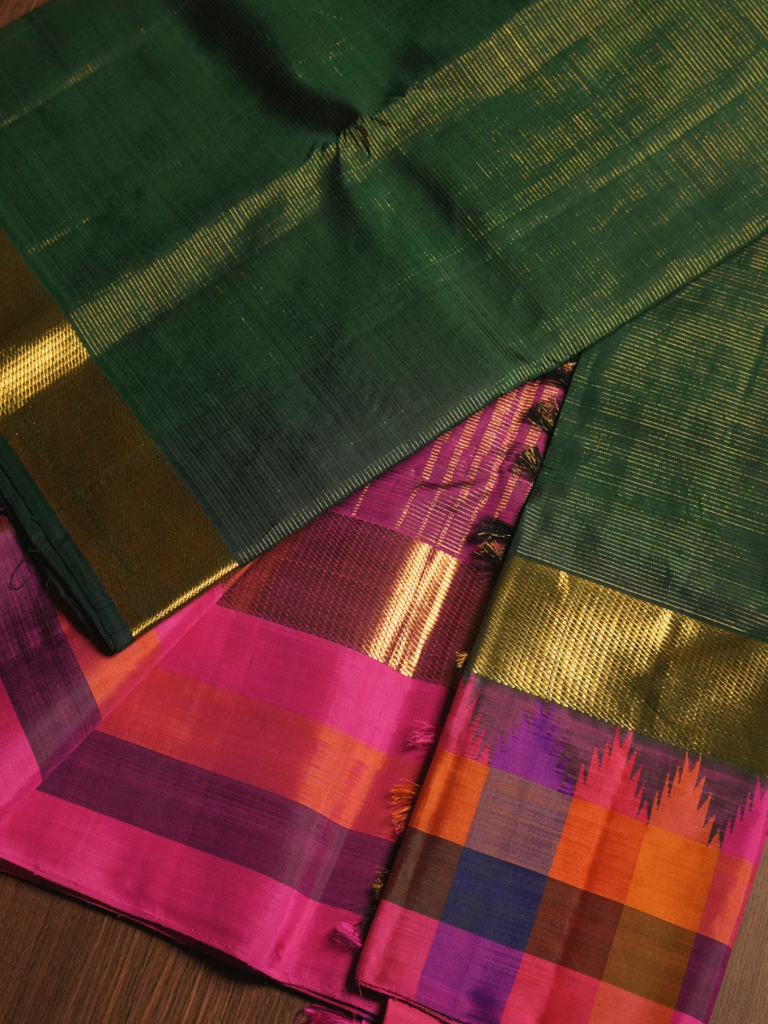 Kanjivaram Saree in Bottle Green