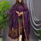 Wine Purple Cotton Jamdani 2-Piece Set Kurti & Dupatta (UNSTITCHED) - 114