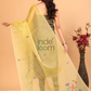 Pure Handloom Muslin Jamdani Dupatta With Lemon Yellow - 022