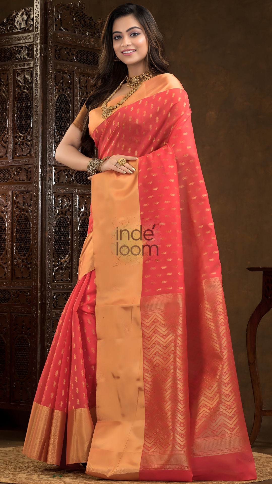 Imperial Red Cotton Silk Saree - 015