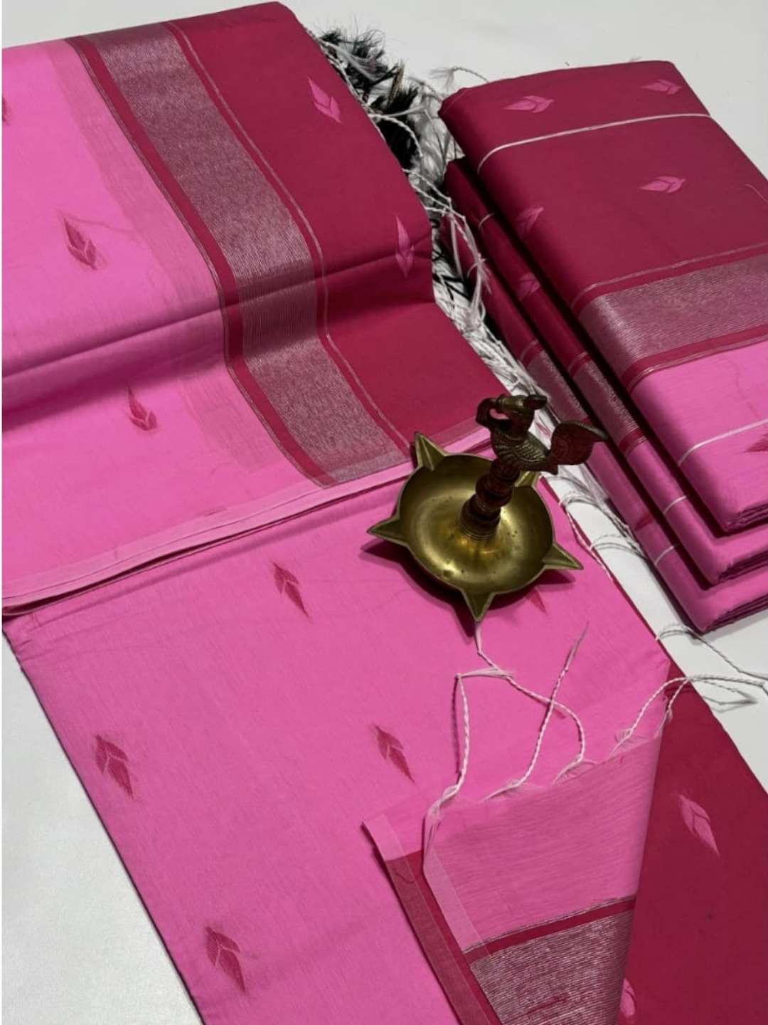 Maheshwari Silk Cotton Saree – Festive Elegance | Baby Pink