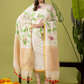 Handwoven Jamdani Linen Kurti | Cream White  and White  | All-over Buttas with Floral border