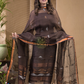 Dark Brown Pure Linen suit 2-Piece Set Kurti & Dupatta (UNSTITCHED) -630