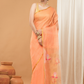 Tissue Muslin Jamdani Saree With Peach Orange And Golden Charm -011