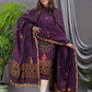 Wine Purple Cotton Jamdani 2-Piece Set Kurti & Dupatta (UNSTITCHED) - 114