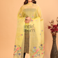 Pure Handloom Muslin Jamdani Dupatta With Lemon Yellow - 022