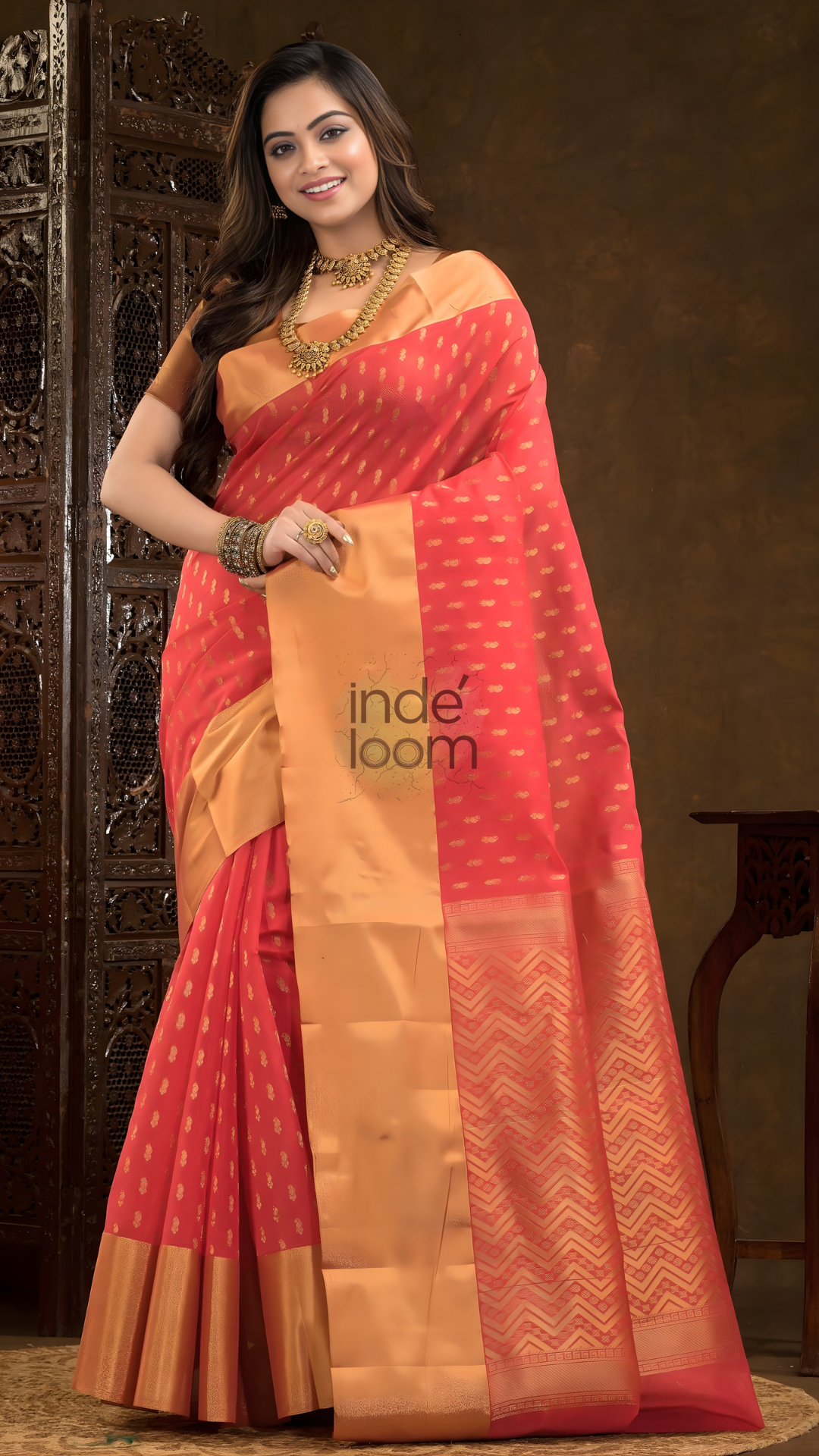 Imperial Red Cotton Silk Saree - 015