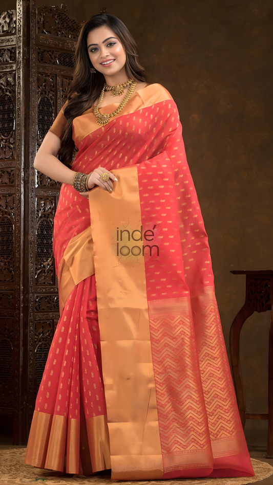 Imperial Red Cotton Silk Saree - 015