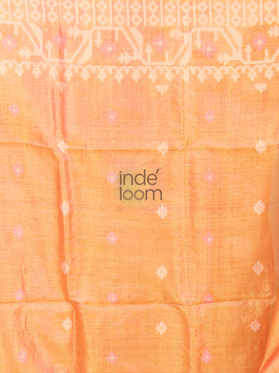 Tissue Silk Jamdani Saree With Neon Orange - 121