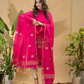 Deep Pink Jamdani 2-Piece Set Kurti & Dupatta (UNSTITCHED) -715