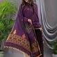 Wine Purple Cotton Jamdani 2-Piece Set Kurti & Dupatta (UNSTITCHED) - 114