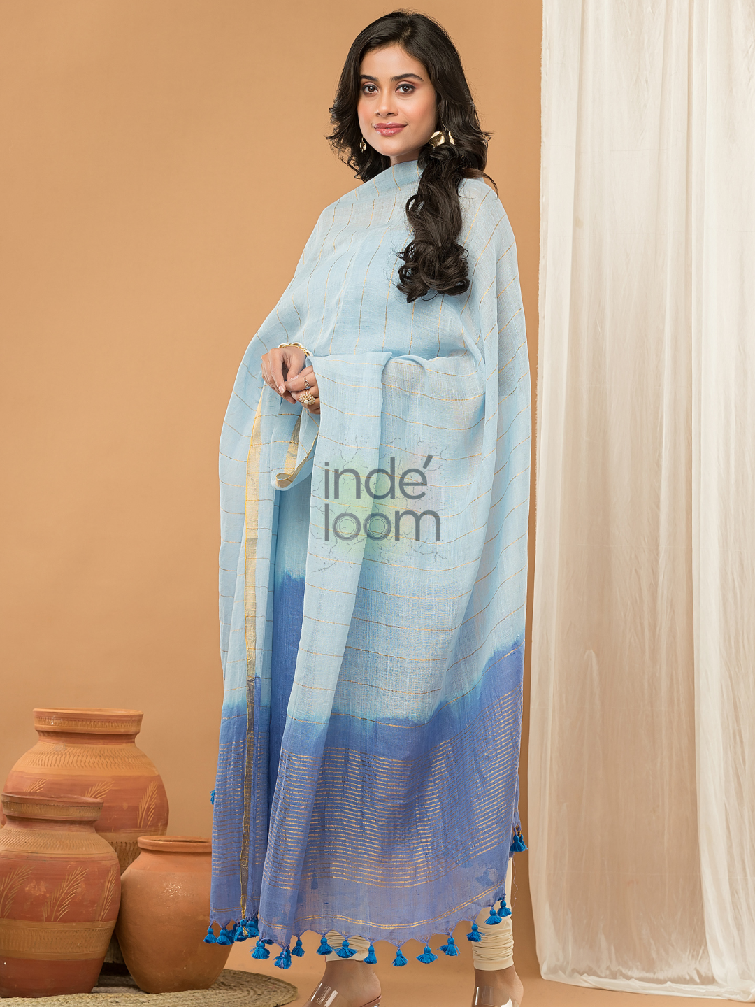 Sky Blue color Jamdani 2-Piece Set Kurti & Dupatta (UNSTITCHED) - 151