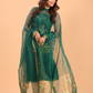 Pine Green Silk Jamdani 2-Piece Set Kurti & Dupatta (UNSTITCHED) - 065