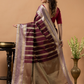 Classic Benarasi Katan Semi Silk Saree | Deep Brown Purple