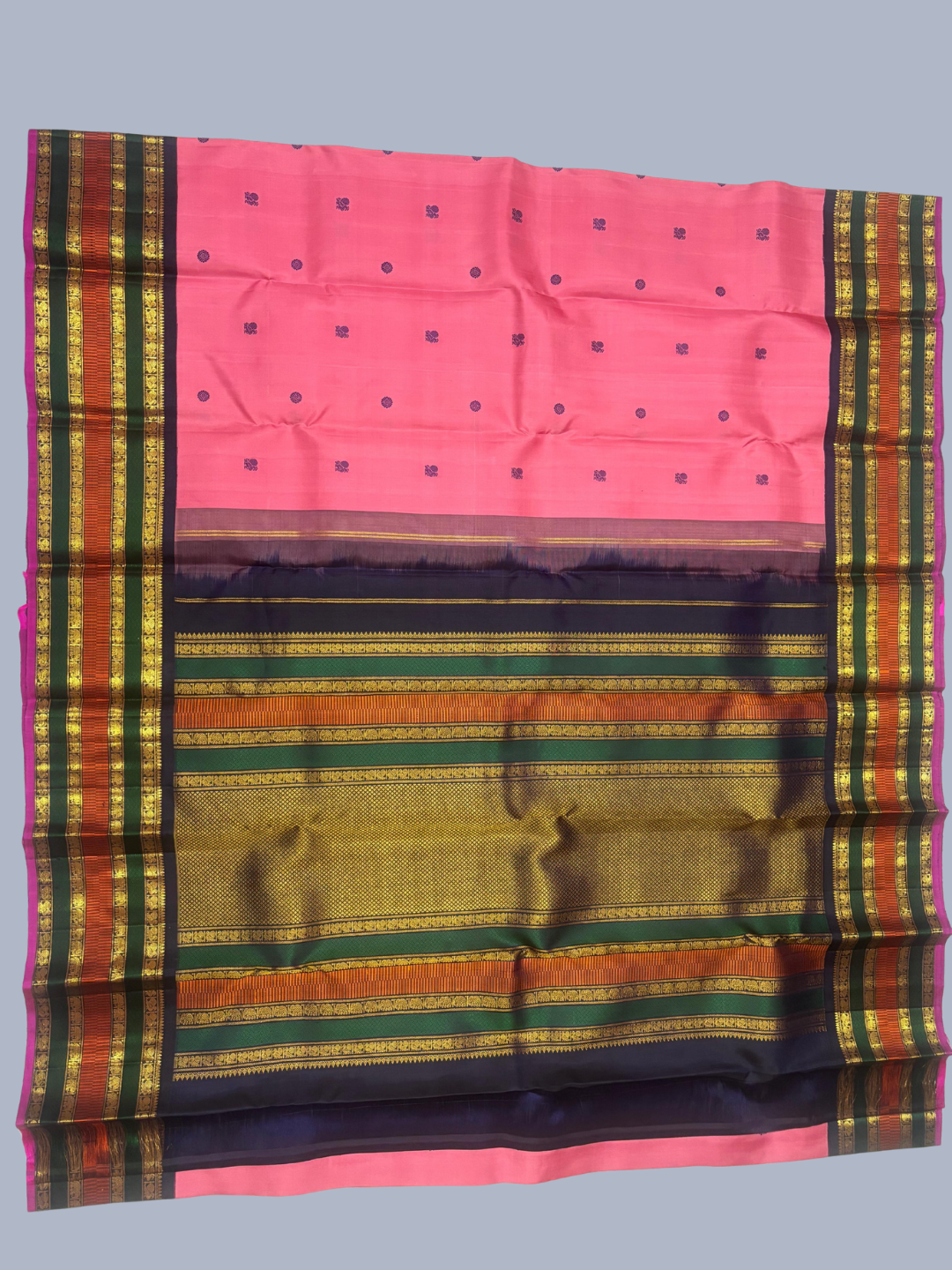 Handwoven Pure Gadwal Silk Saree  |  Blush Pink