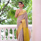 Pure Handloom Korvai Saree | Silver Grey