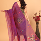 Pure Handloom Muslin Jamdani Dupatta With Voilet - 023
