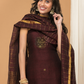 Linen Jamdani Unstitched 2-Piece Kurti  |  Wine Red