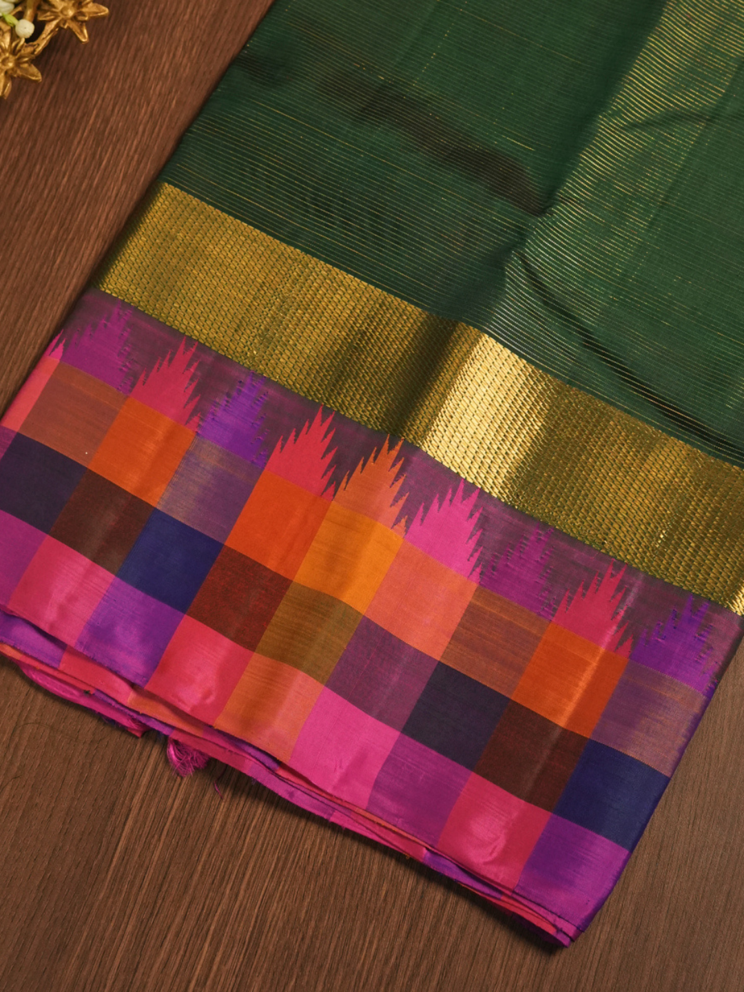 Kanjivaram Saree in Bottle Green