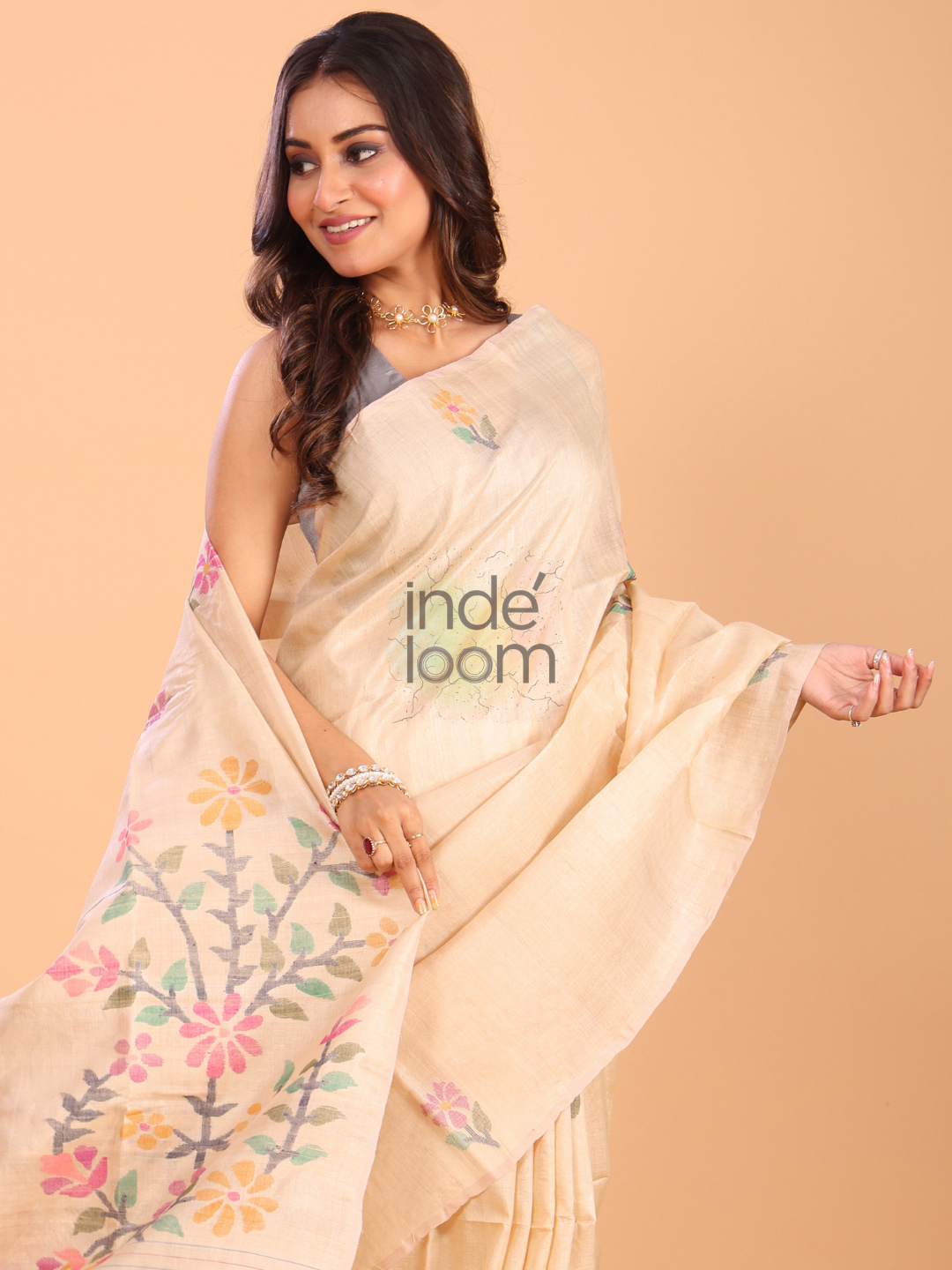 Tissue Silk Saree With Sand Brown - 145