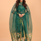 Pine Green Silk Jamdani 2-Piece Set Kurti & Dupatta (UNSTITCHED) - 065