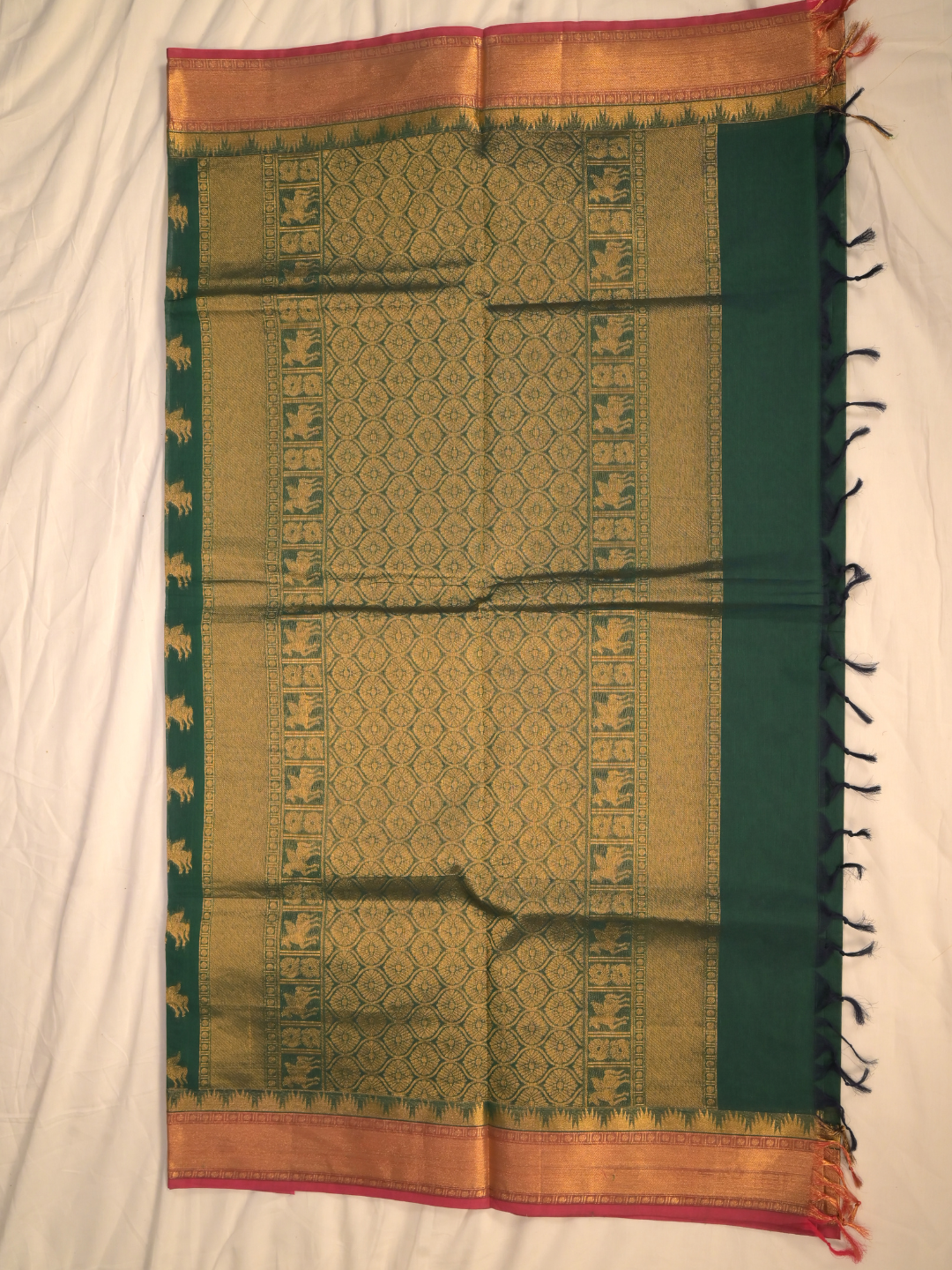 Kanchi Cotton|Green & Pink