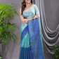 Tissue Silk Saree With Powder Blue - 018