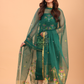 Pine Green Silk Jamdani 2-Piece Set Kurti & Dupatta (UNSTITCHED) - 065