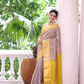 Pure Handloom Korvai Saree | Silver Grey