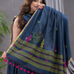 Space Blue Cotton Jamdani 2-Piece Set Kurti & Dupatta (UNSTITCHED) - 115