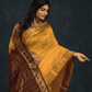 Pure Handloom Korvai Saree | Golden Yellow and Brown