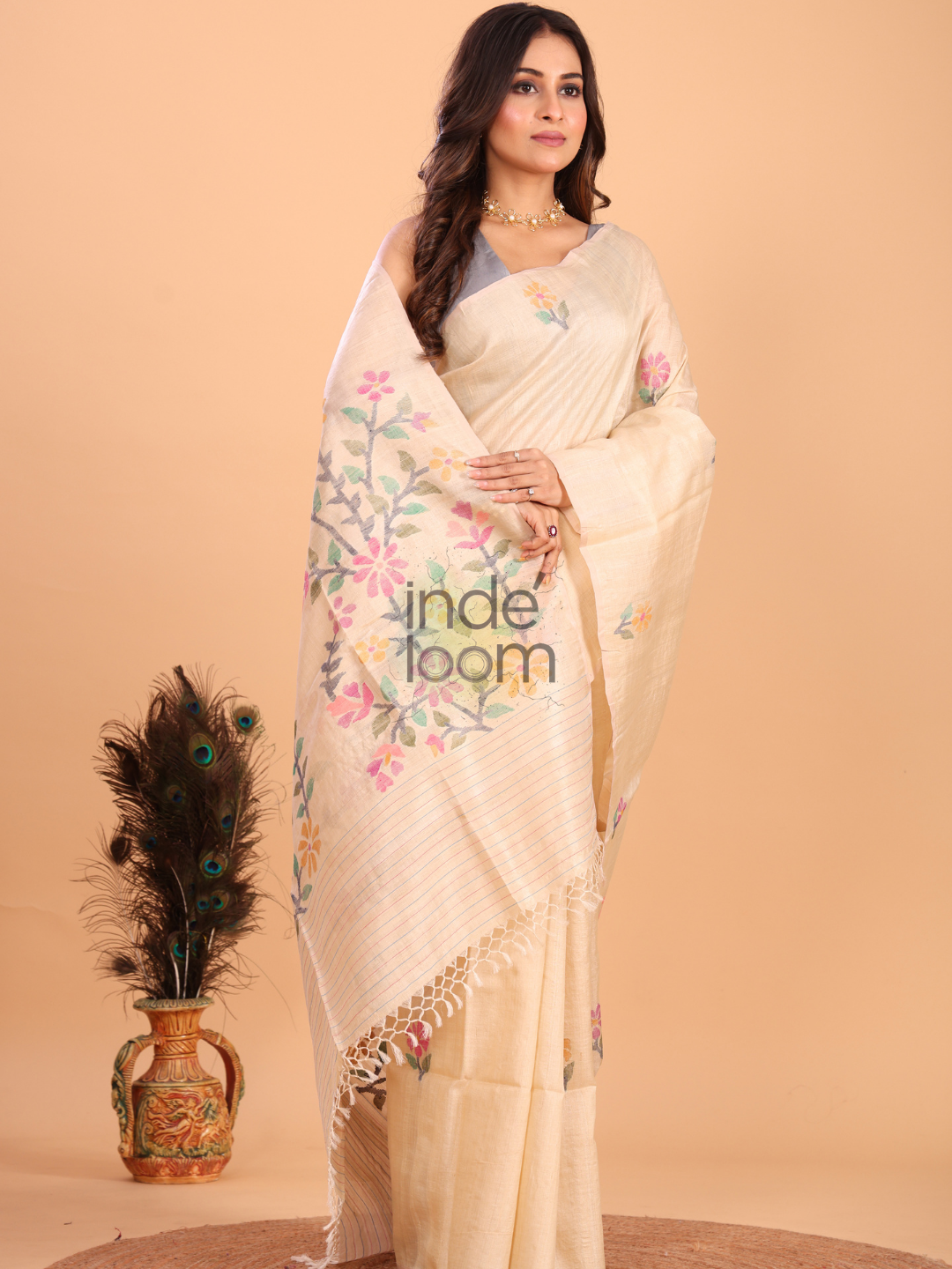 Tissue Silk Saree With Sand Brown - 145