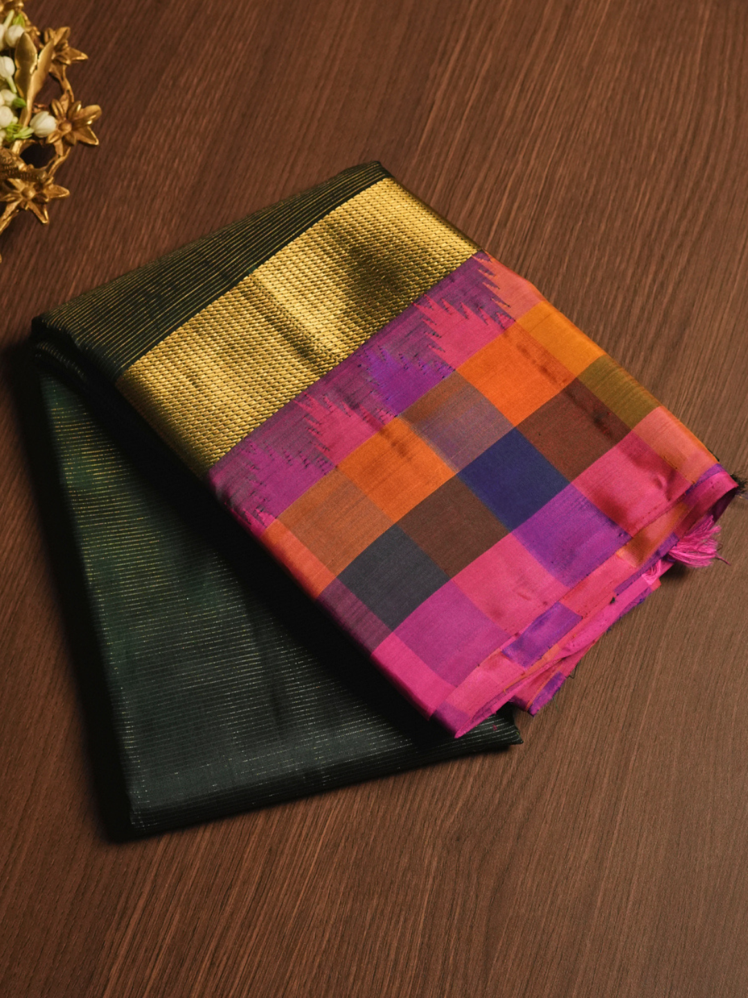 Kanjivaram Saree in Bottle Green