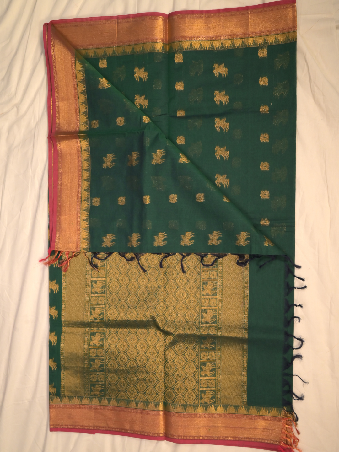 Kanchi Cotton|Green & Pink