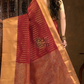Cherry Red Cotton Silk Saree - 017