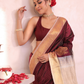 Pure Handloom Korvai Saree | Wine Red