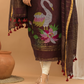 Linen Jamdani Unstitched 2-Piece Kurti  |  Wine Red