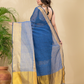 Cotton Linen Handloom Saree With Royal Blue - 015