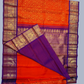 Handwoven Pure Gadwal Silk Saree  |  Coral Red