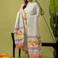 Handwoven Jamdani Linen Kurti | Basil Green  and Green | All-over Buttas with Floral border