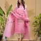 Light Pink Jamdani 2-Piece Set Kurti & Dupatta (UNSTITCHED) -716