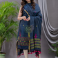 Space Blue Cotton Jamdani 2-Piece Set Kurti & Dupatta (UNSTITCHED) - 115