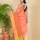 Cotton Linen Handloom Saree With Pale Orange - 014