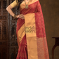 Cherry Red Cotton Silk Saree - 017