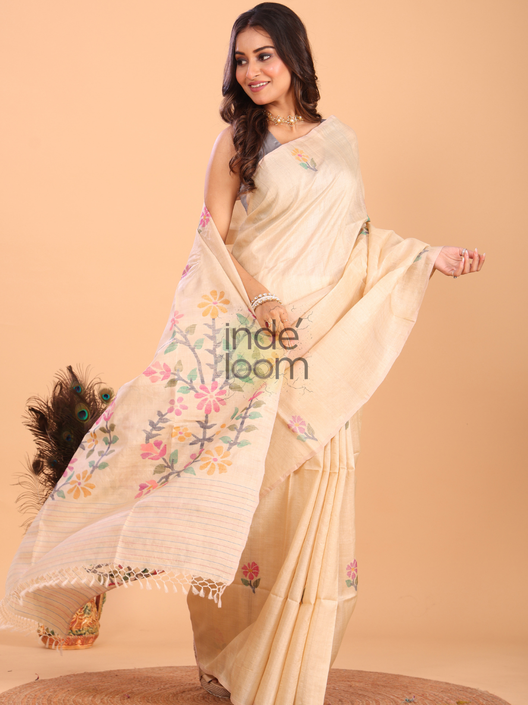 Tissue Silk Saree With Sand Brown - 145