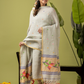 Handwoven Jamdani Linen Kurti | Basil Green  and Green | All-over Buttas with Floral border