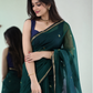 Maheshwari Silk Cotton Saree – Festive Elegance | Pine Green