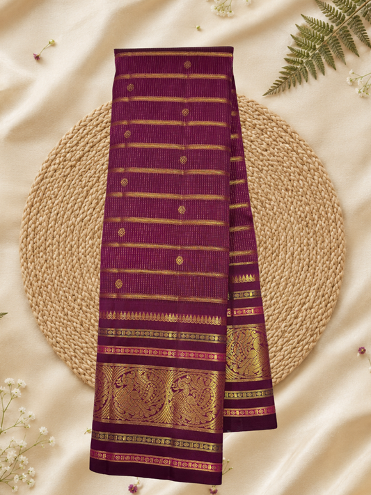 Handwoven Pure Gadwal Silk Saree  | Deep Maroon